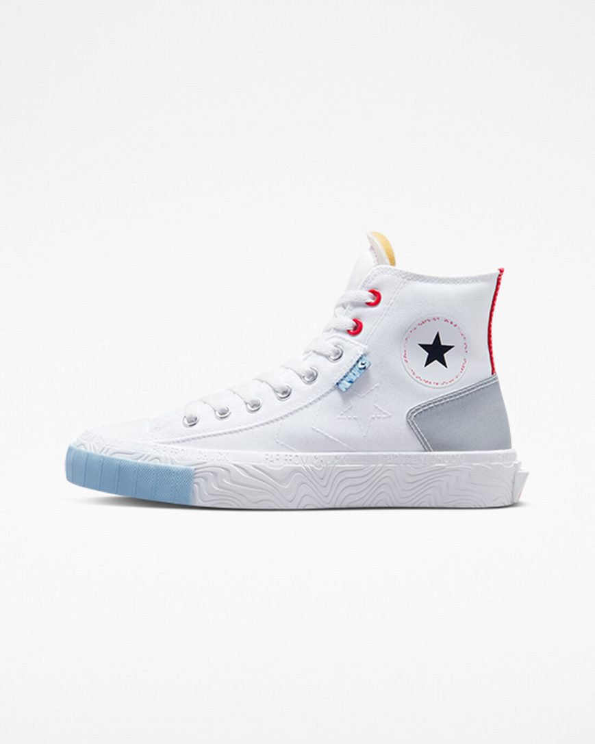 Tenisky Vysoke Converse Chuck Taylor Alt Star Reflective Shine Panske Biele Červené Modre | SK ROAMB9